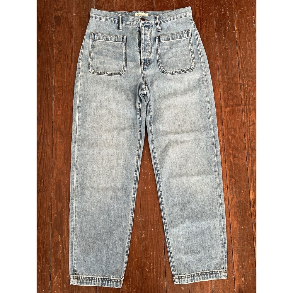 Madewell The Dad Jeans Button Fly Light Wash Patch Pocket Size 26